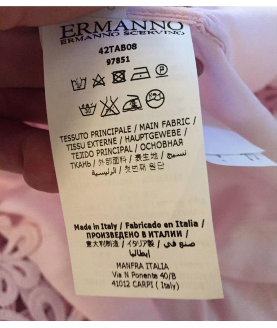 ERMANNO SCERVINO Розовое полиамидовое коктейльное платье, фото 6