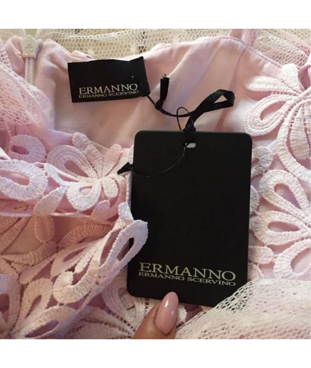 ERMANNO SCERVINO Розовое полиамидовое коктейльное платье, фото 7