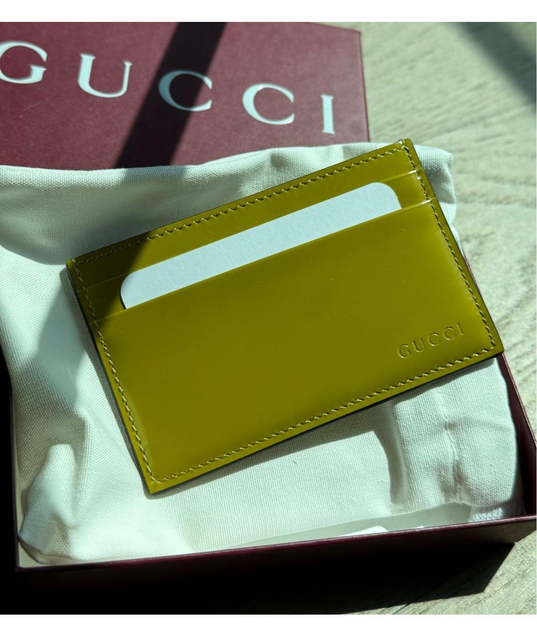 GUCCI Зеленый кожаный кардхолдер, фото 2