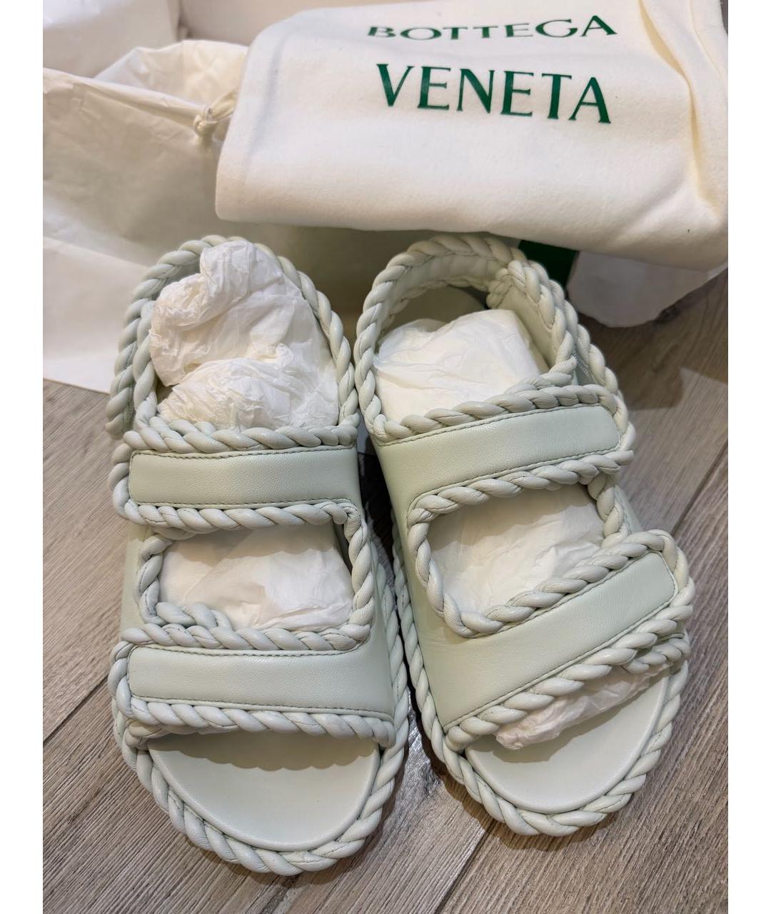 BOTTEGA VENETA Зеленые кожаные сандалии, фото 2