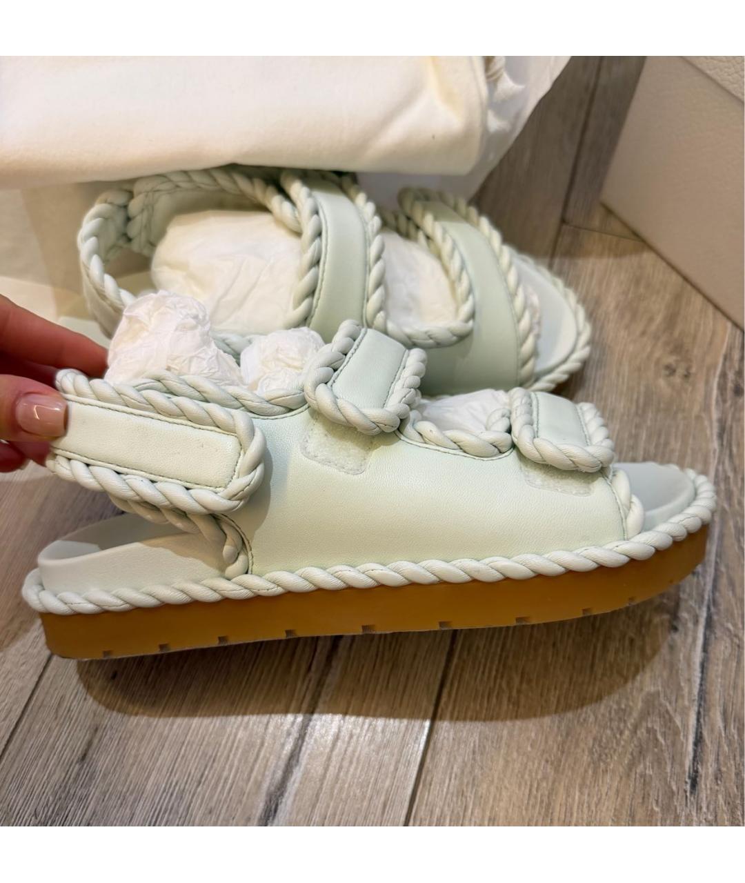 BOTTEGA VENETA Зеленые кожаные сандалии, фото 5