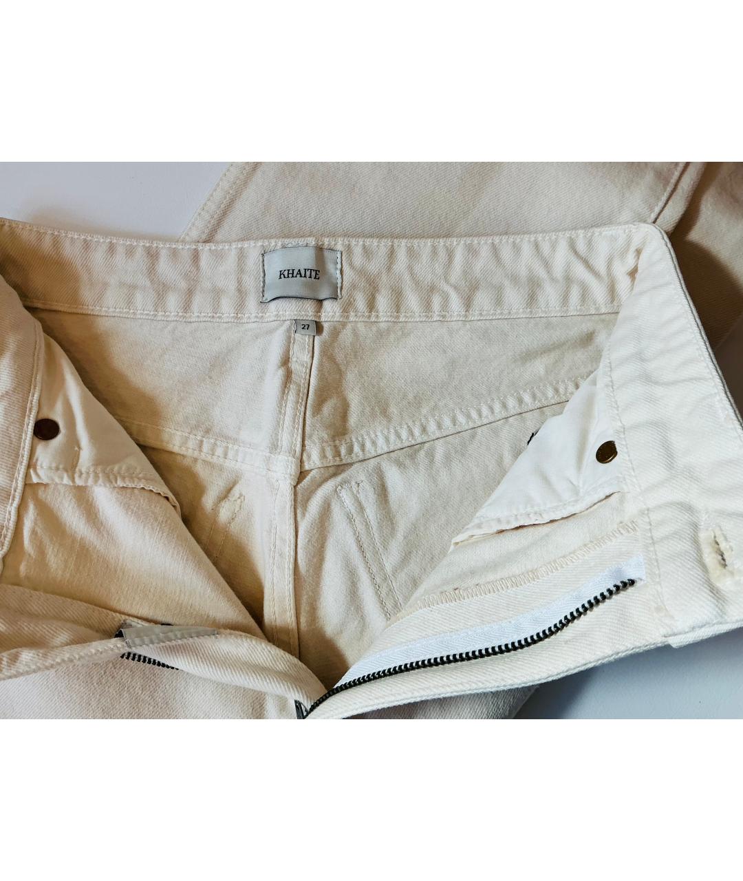 KHAITE Бежевые хлопковые прямые джинсы, фото 5