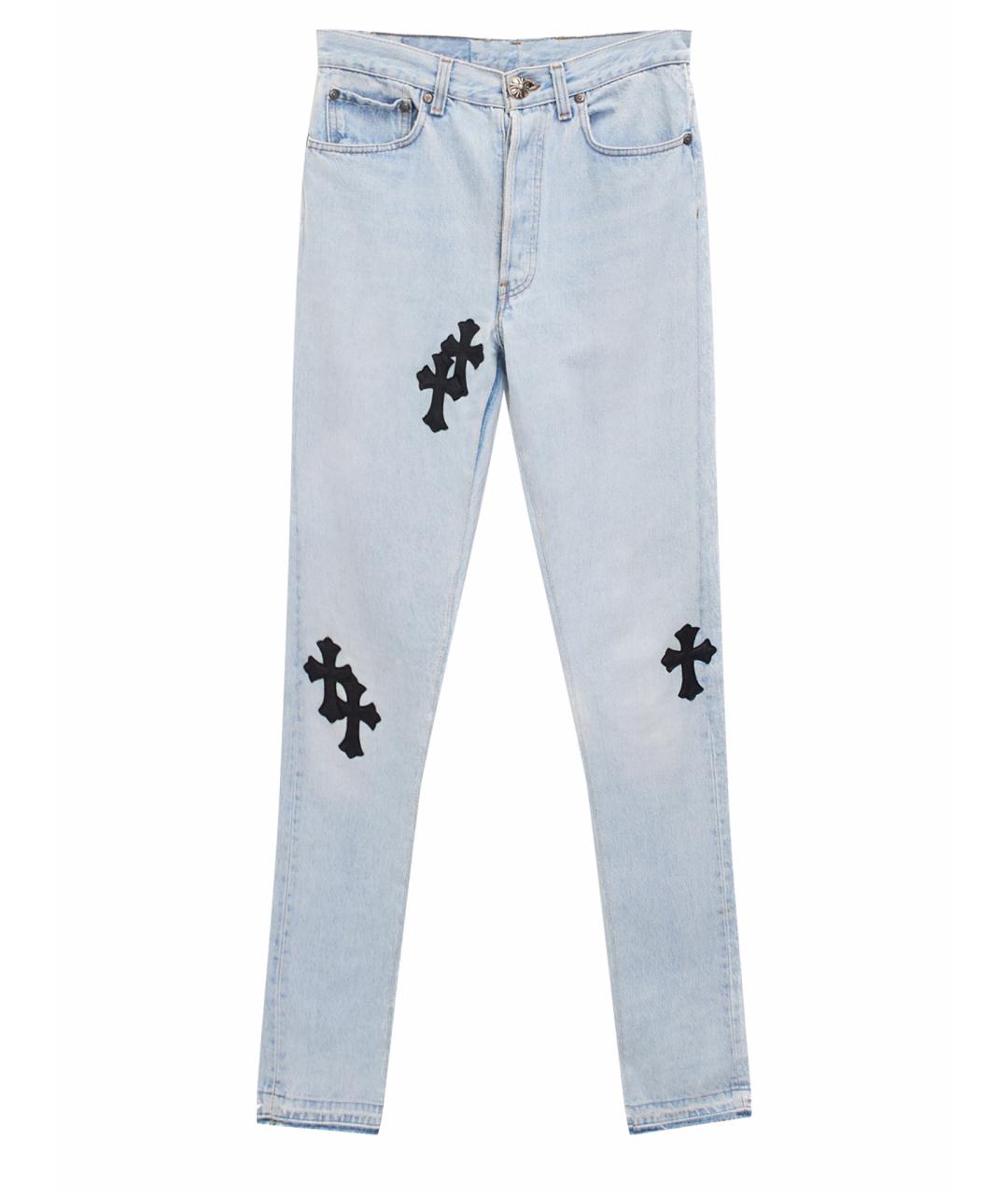 CHROME HEARTS Голубые хлопковые прямые джинсы, фото 1
