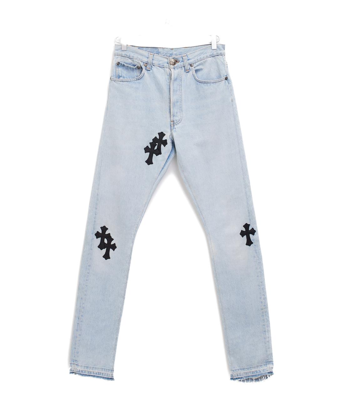 CHROME HEARTS Голубые хлопковые прямые джинсы, фото 3