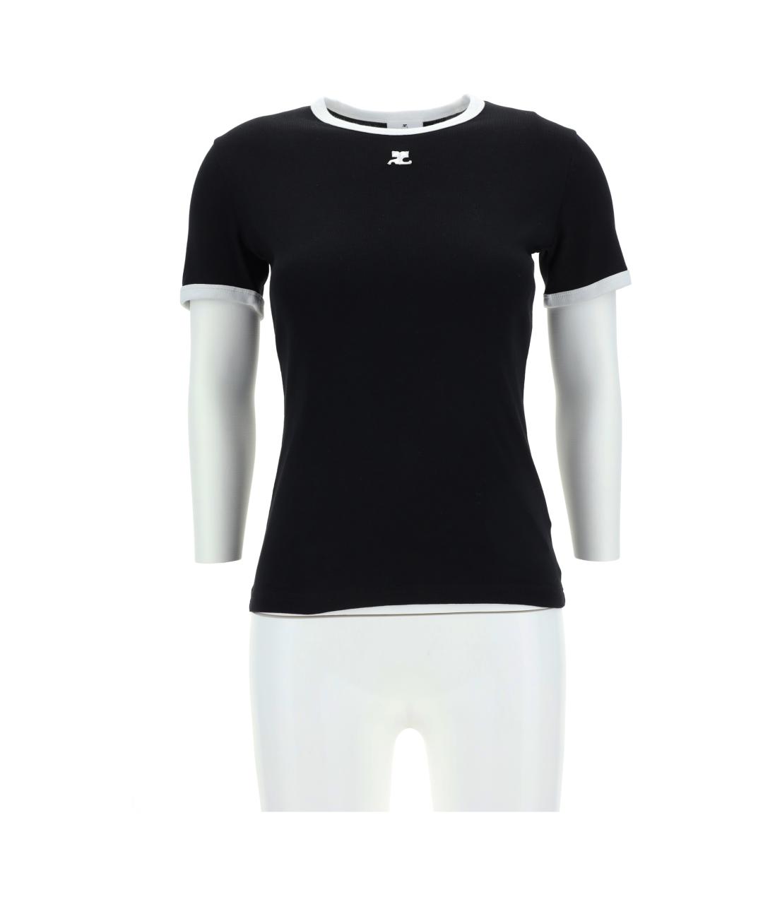 COURREGES Черная хлопковая футболка, фото 1