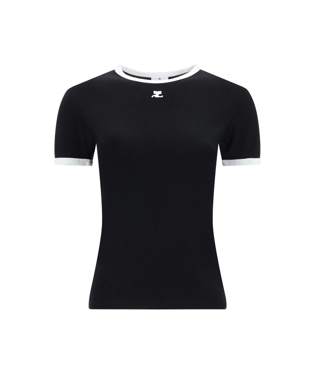 COURREGES Черная хлопковая футболка, фото 2