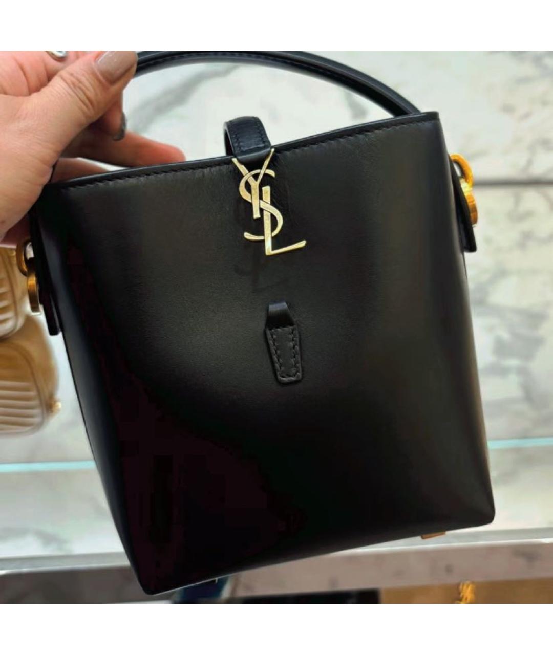 SAINT LAURENT Черная кожаная сумка через плечо, фото 3