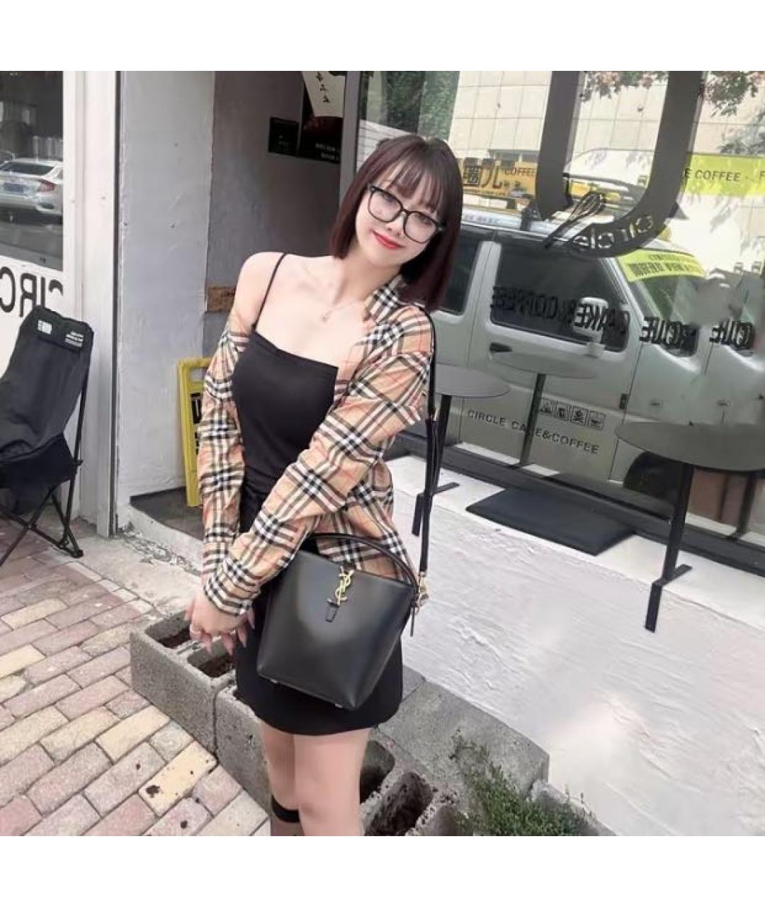 SAINT LAURENT Черная кожаная сумка через плечо, фото 4