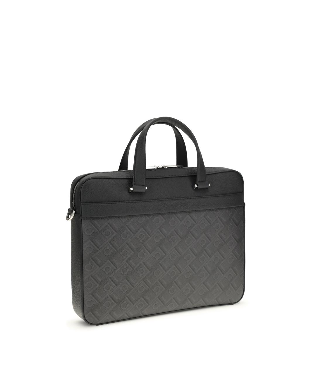 FERRAGAMO Черный кожаный портфель, фото 3