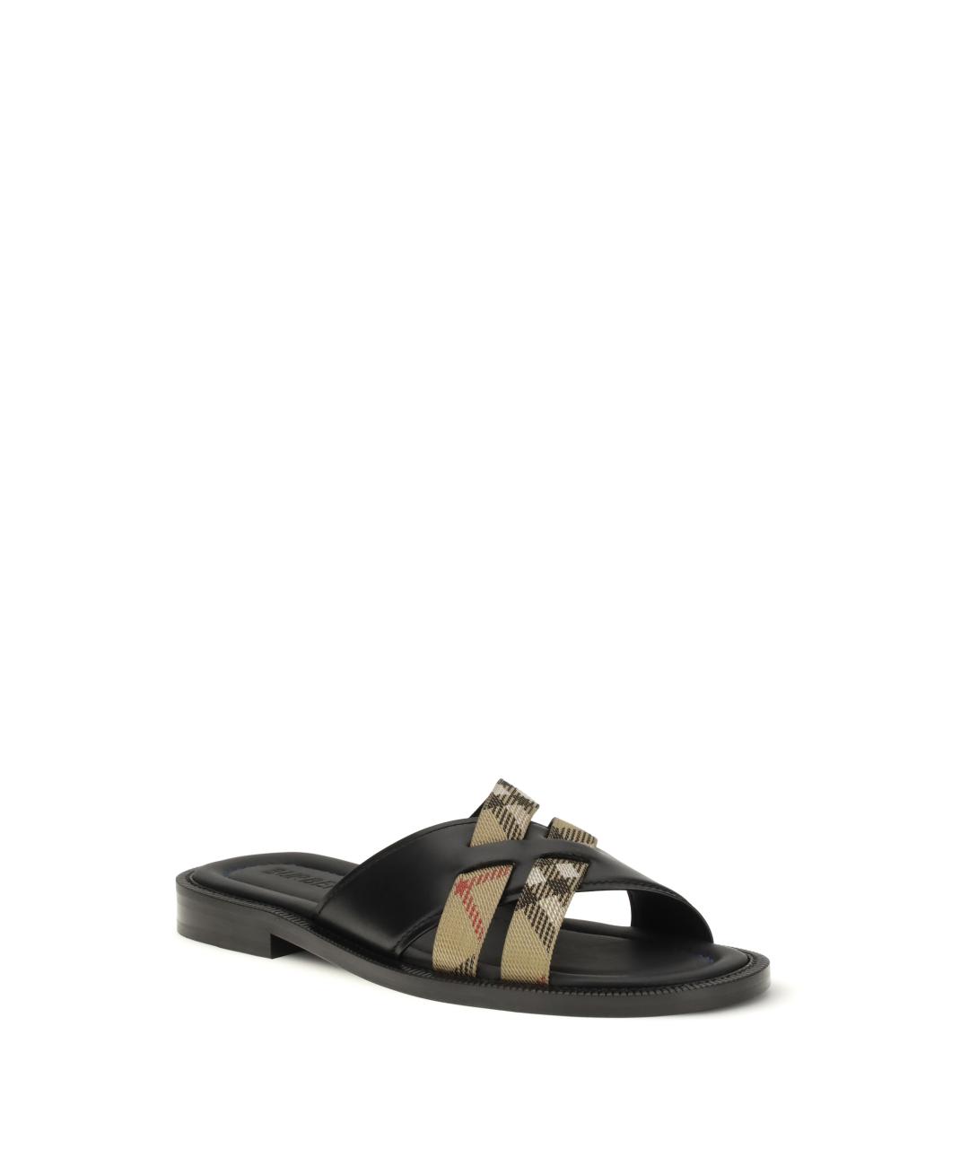 BURBERRY Черные кожаные сандалии, фото 2