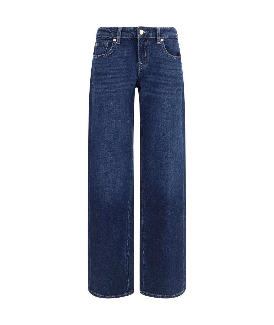 7 FOR ALL MANKIND Темно-синие хлопко-эластановые прямые джинсы, фото 1