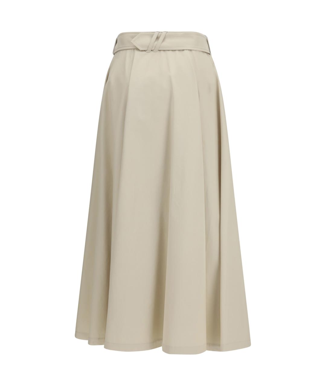 BURBERRY Бежевая хлопковая юбка миди, фото 2