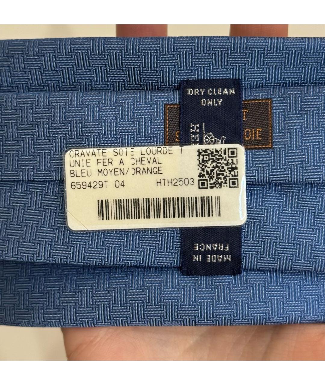 HERMES Синий шелковый галстук, фото 4
