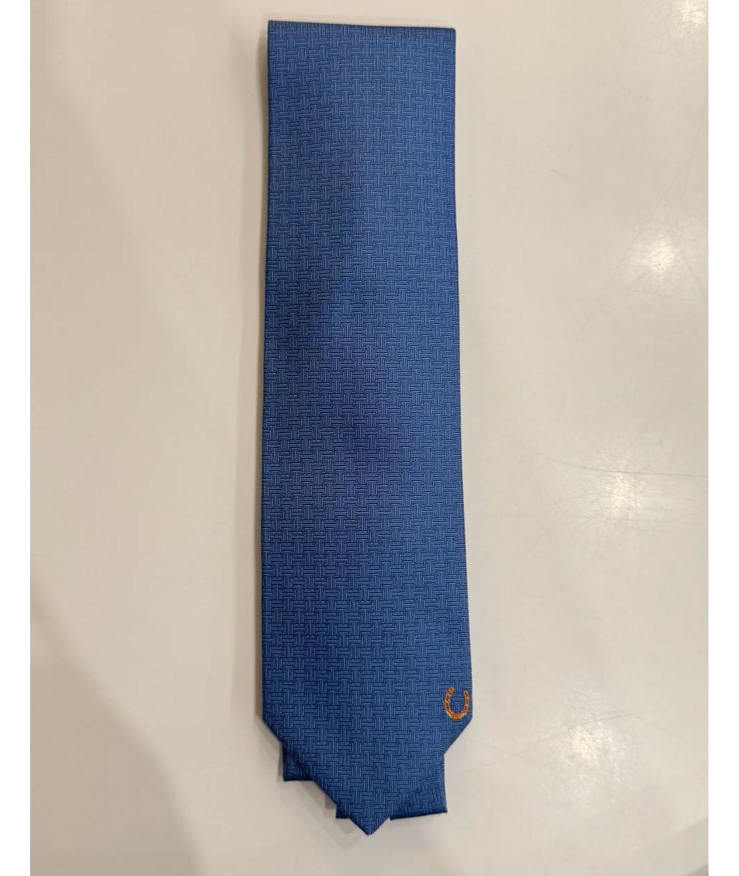 HERMES Синий шелковый галстук, фото 7