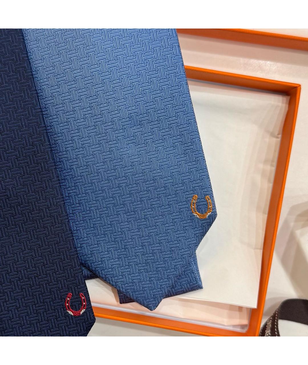 HERMES Синий шелковый галстук, фото 5