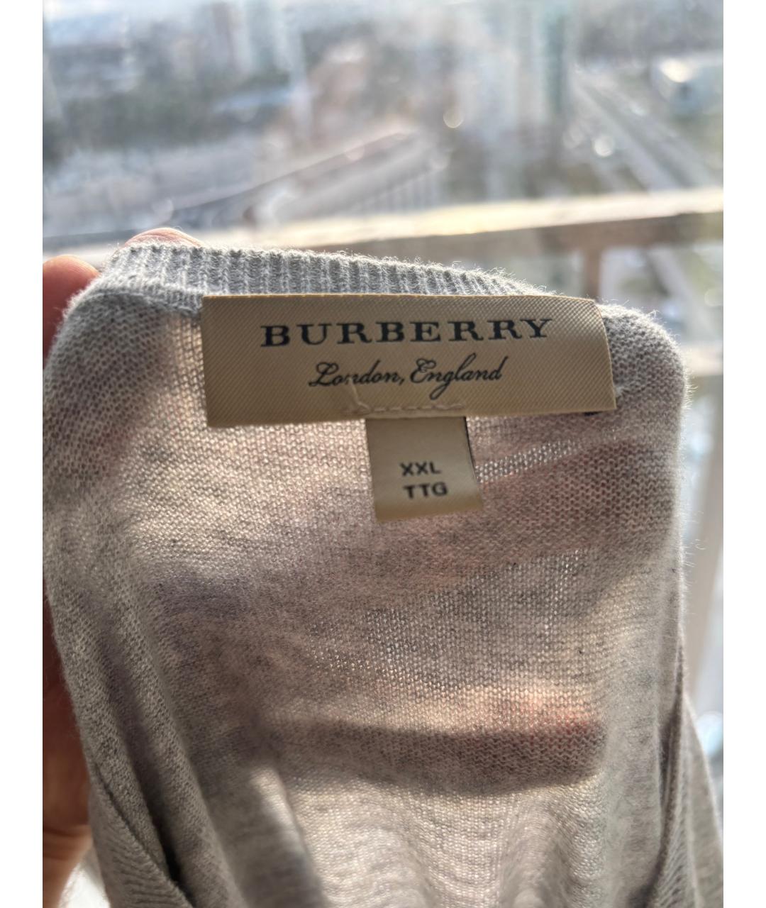 BURBERRY Серый шерстяной джемпер / свитер, фото 3
