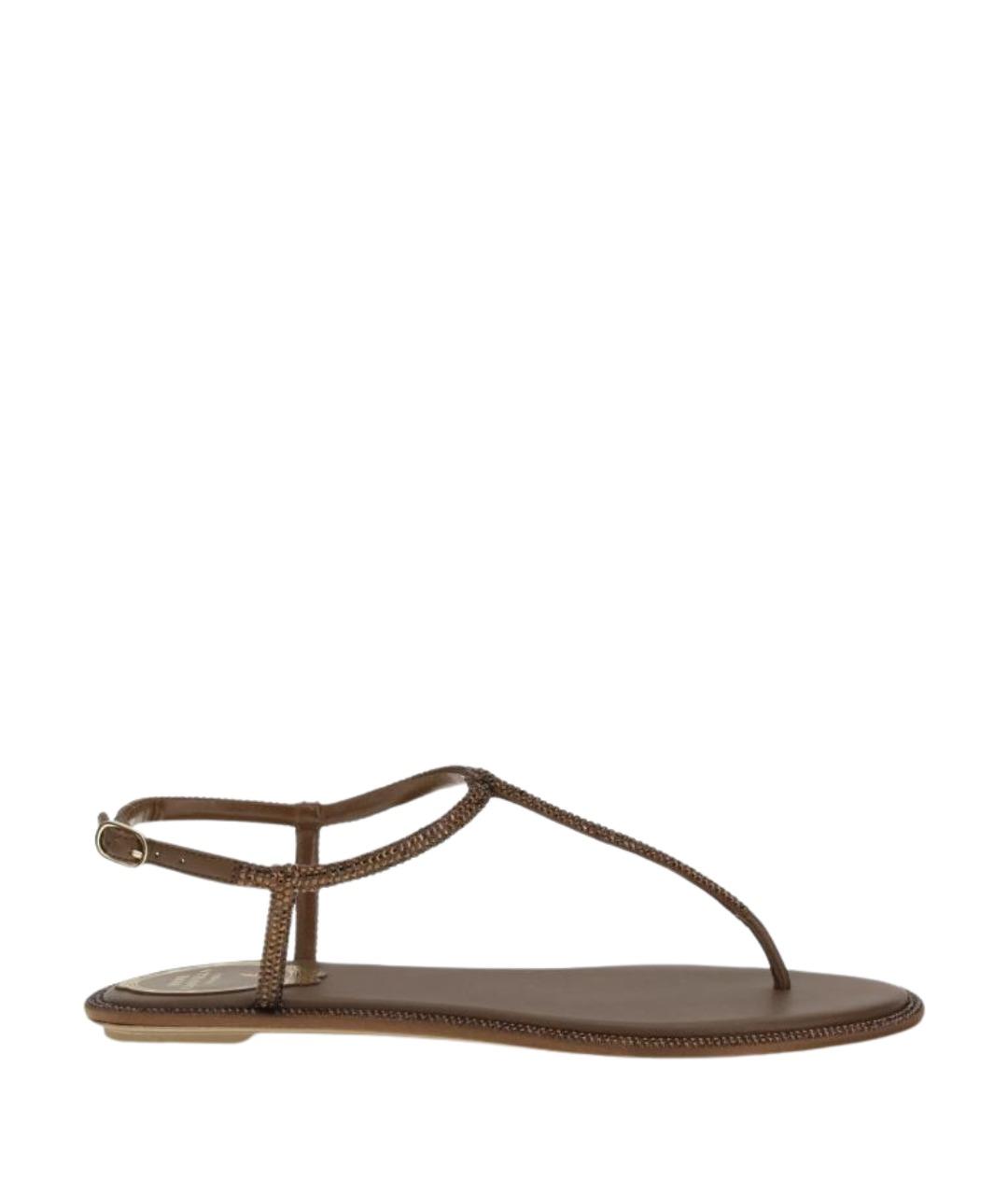 RENE CAOVILLA Коричневые текстильные сандалии, фото 1