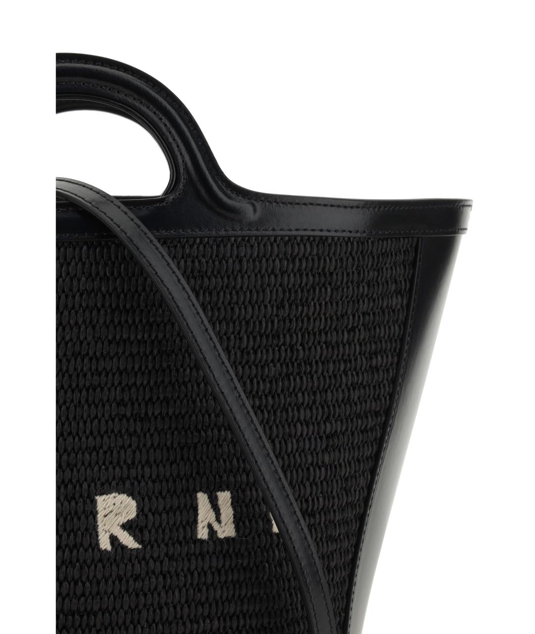 MARNI Черная пелетеная сумка тоут, фото 4