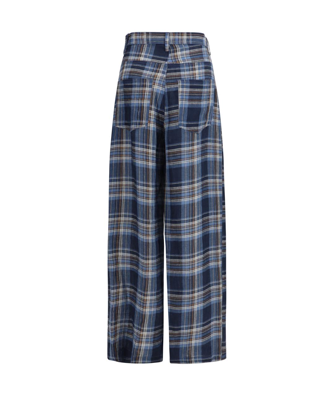 MARBELL Бирюзовые льняные прямые брюки, фото 2