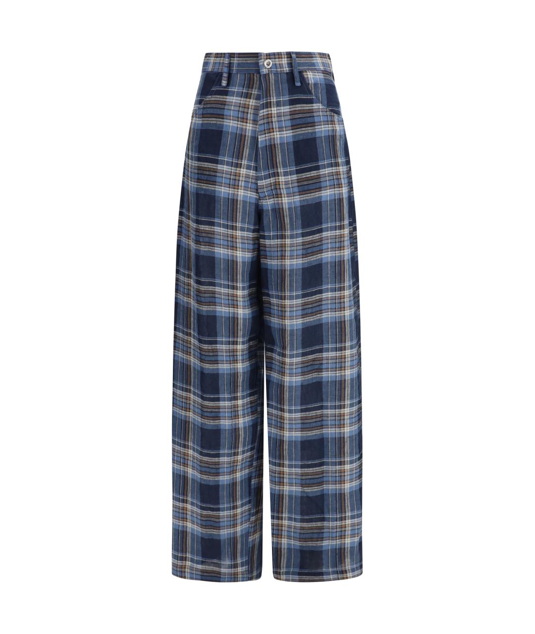 MARBELL Бирюзовые льняные прямые брюки, фото 1