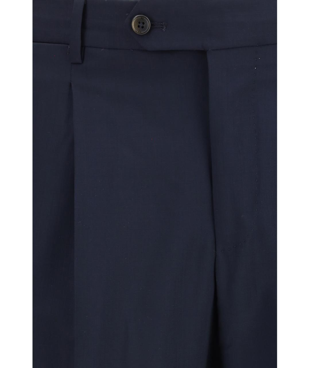 PT TORINO Темно-синие шерстяные классические брюки, фото 3