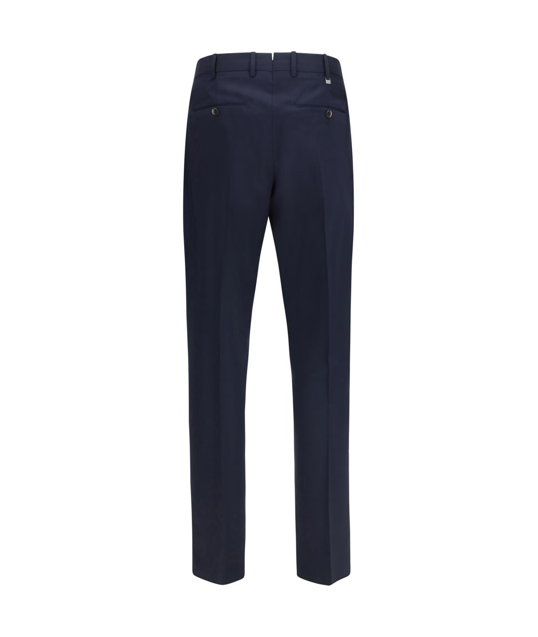 PT TORINO Темно-синие шерстяные классические брюки, фото 2