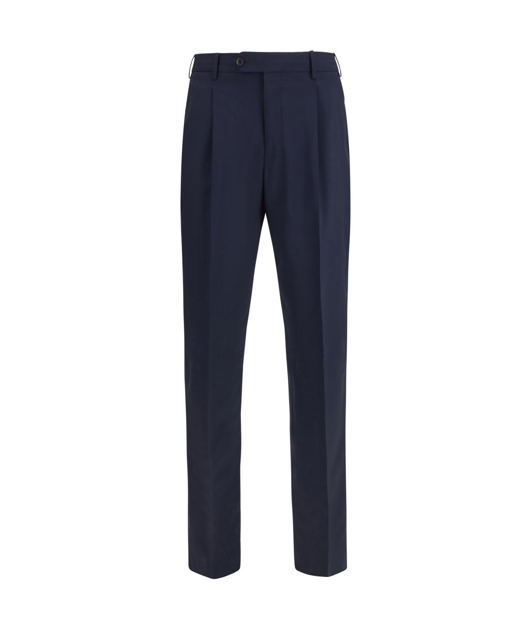 PT TORINO Темно-синие шерстяные классические брюки, фото 1