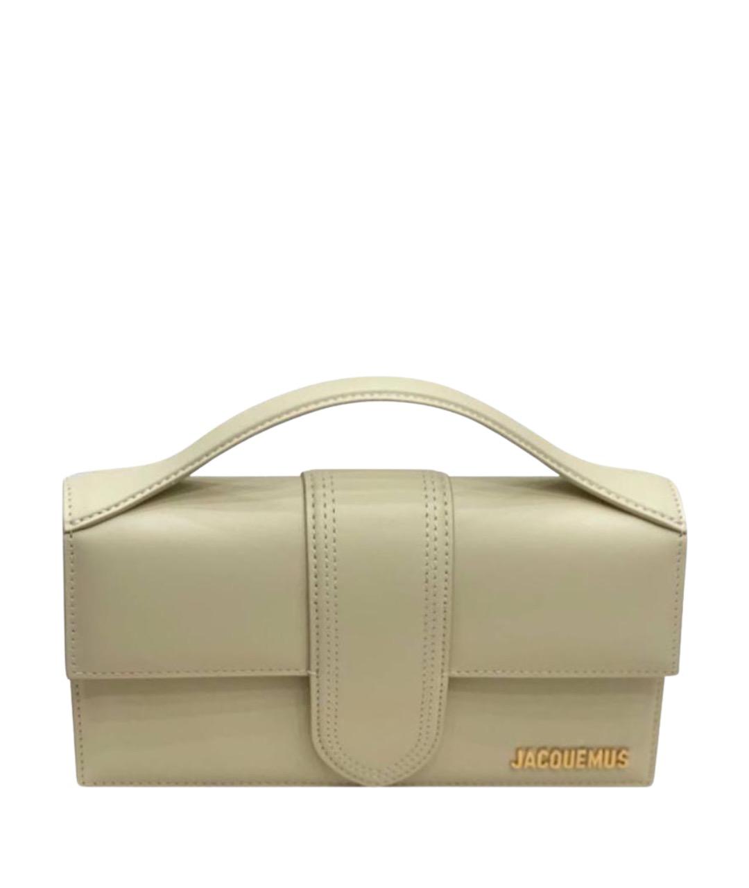 JACQUEMUS Бежевая кожаная сумка с короткими ручками, фото 1