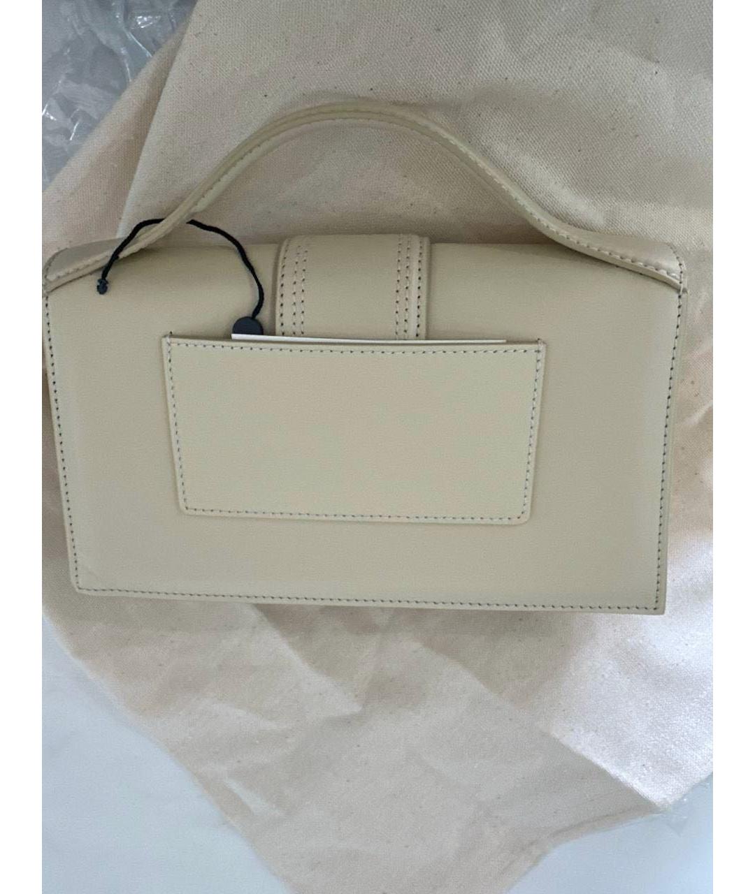 JACQUEMUS Бежевая кожаная сумка с короткими ручками, фото 3