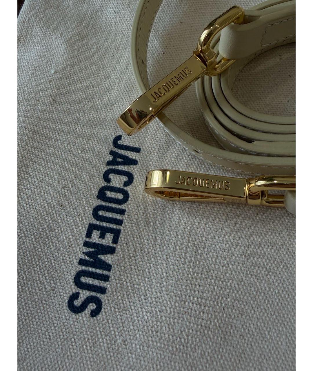 JACQUEMUS Бежевая кожаная сумка с короткими ручками, фото 4