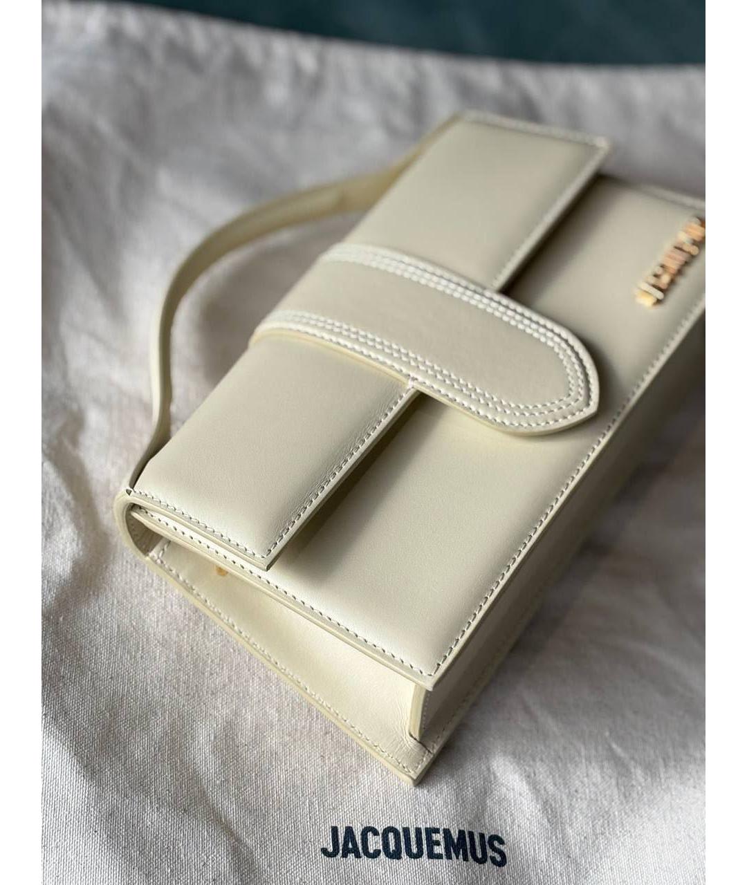 JACQUEMUS Бежевая кожаная сумка с короткими ручками, фото 2