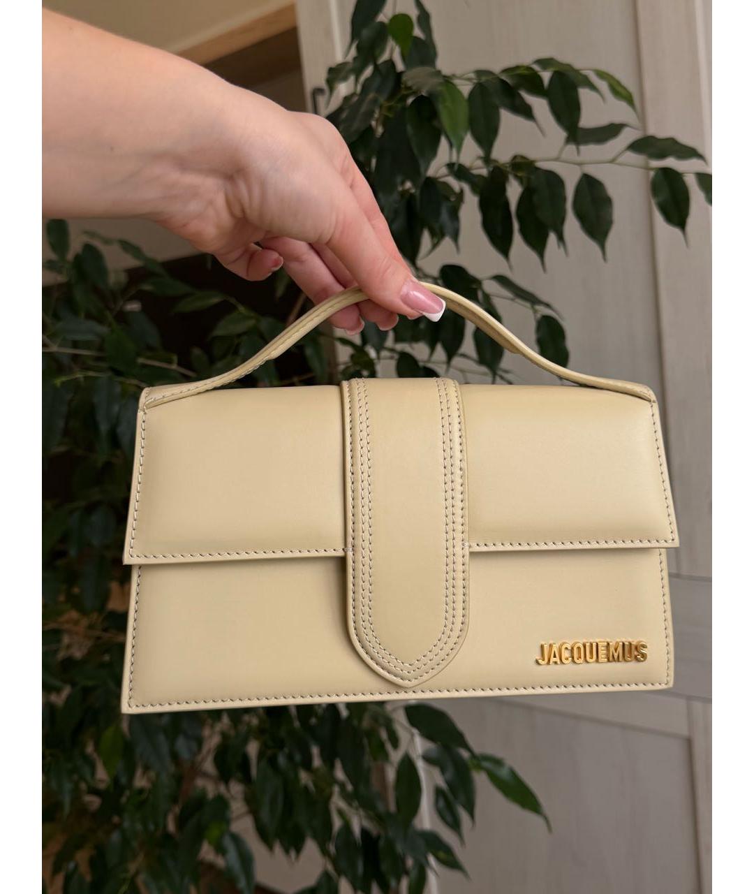 JACQUEMUS Бежевая кожаная сумка с короткими ручками, фото 7