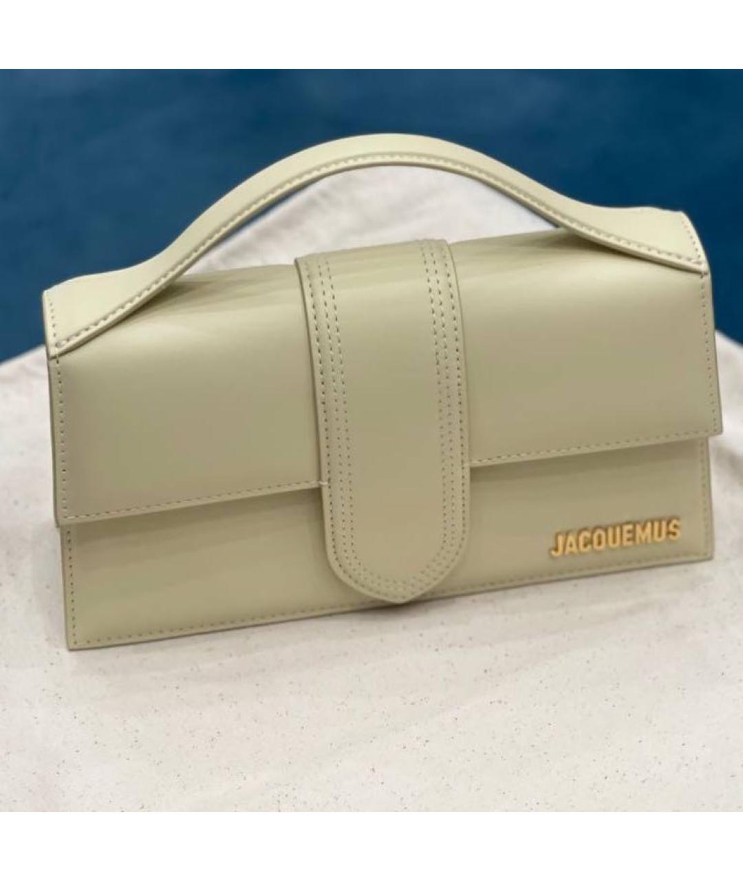 JACQUEMUS Бежевая кожаная сумка с короткими ручками, фото 8