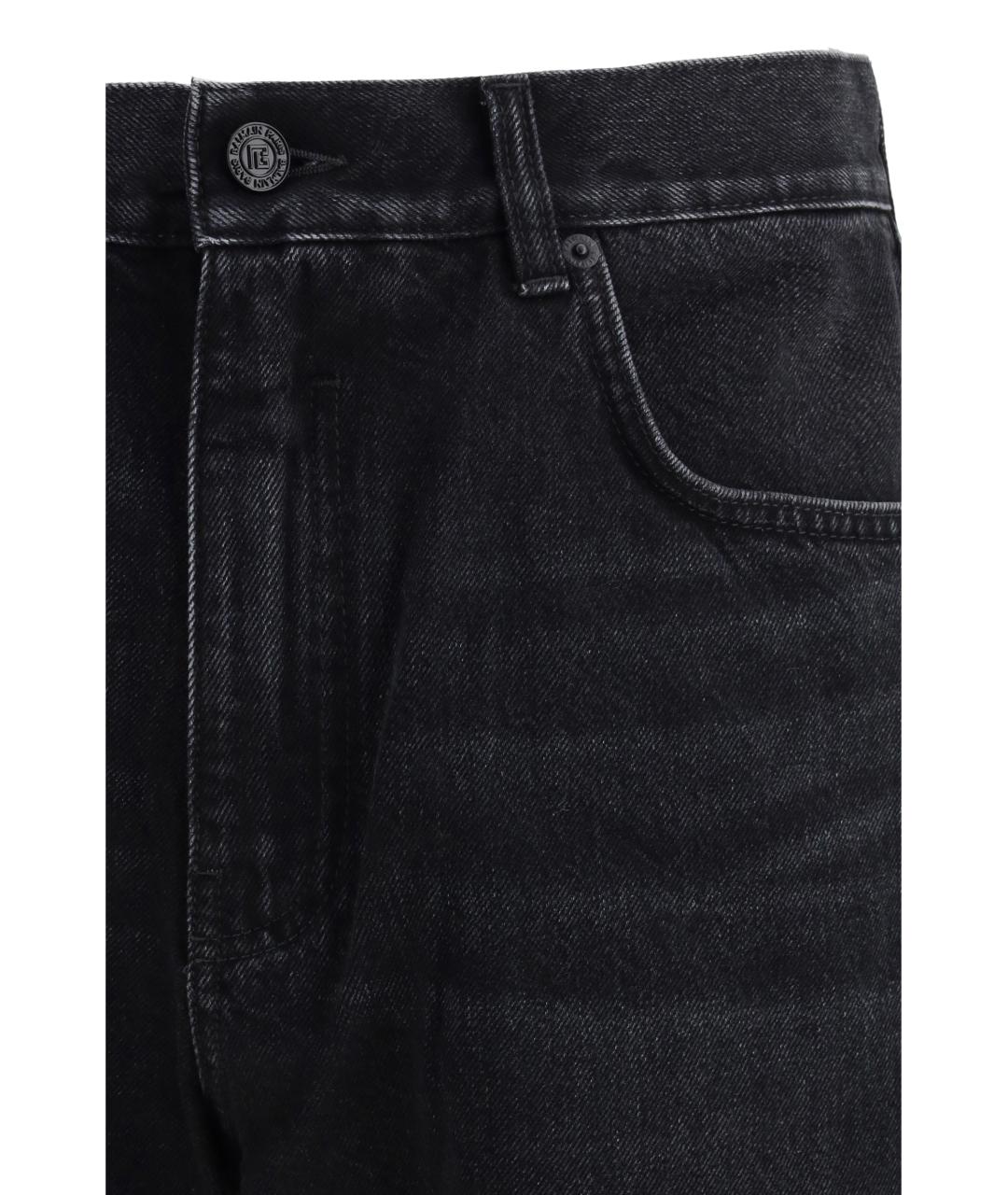 BALMAIN Черные хлопковые прямые джинсы, фото 3