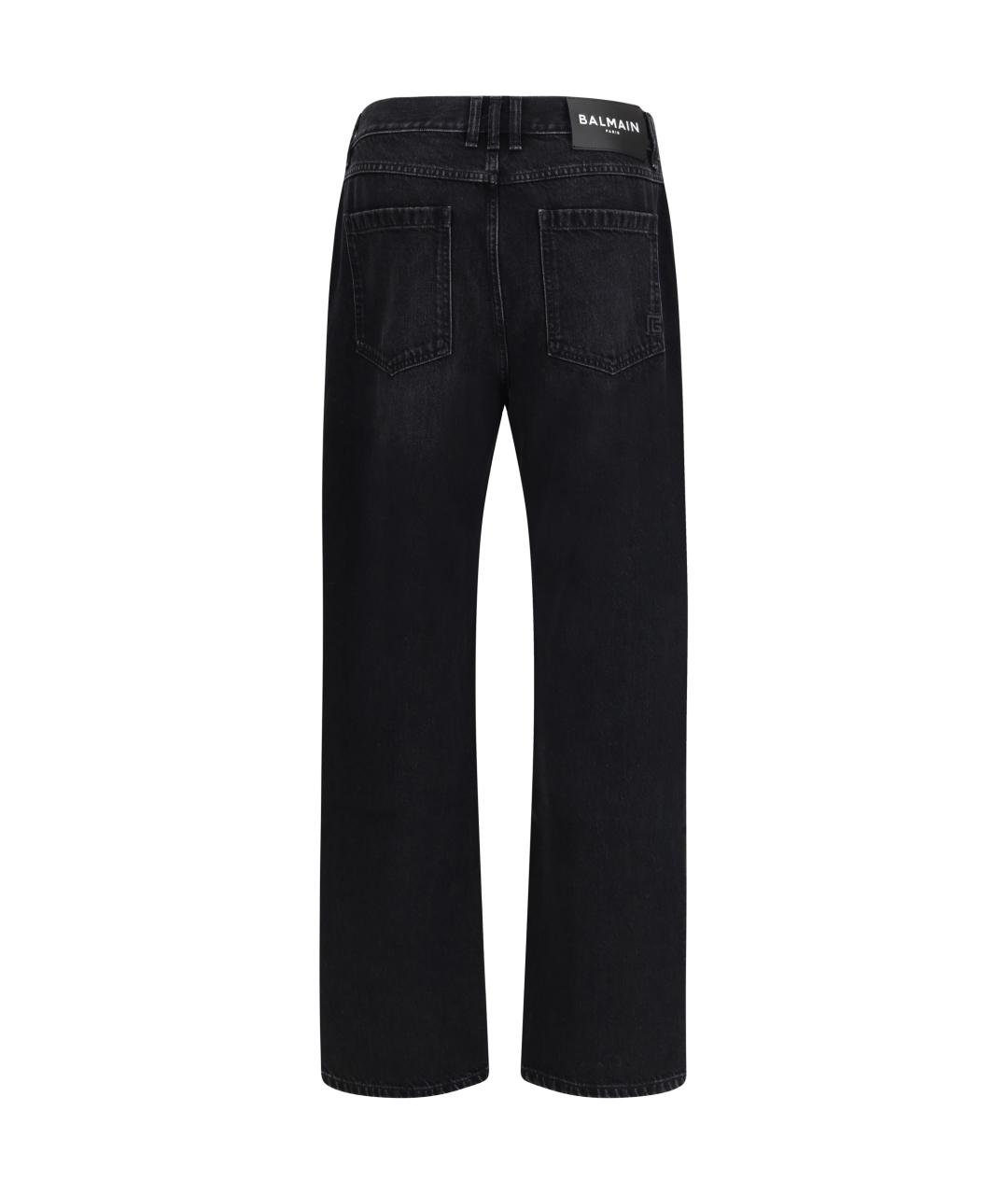 BALMAIN Черные хлопковые прямые джинсы, фото 2
