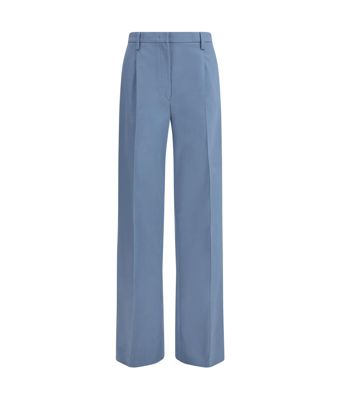 PRADA Голубые хлопковые прямые брюки, фото 1