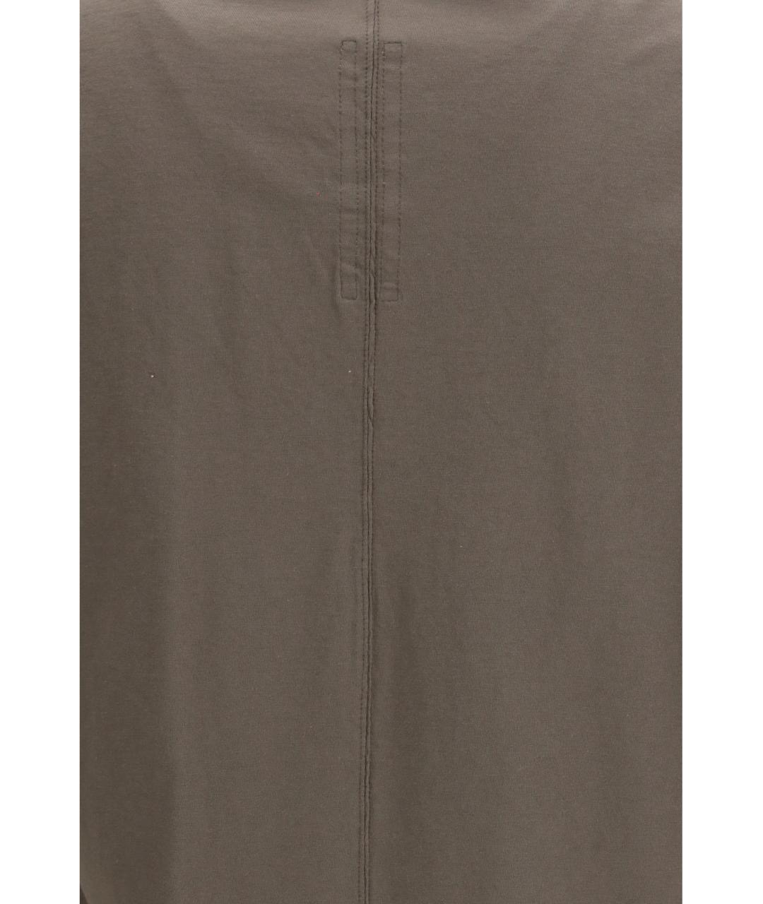 RICK OWENS Коричневая хлопковая футболка, фото 3