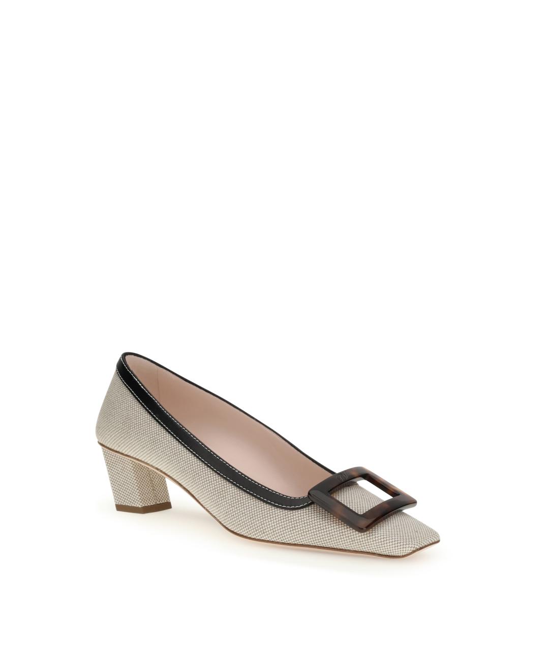 ROGER VIVIER Бежевые текстильные туфли, фото 2