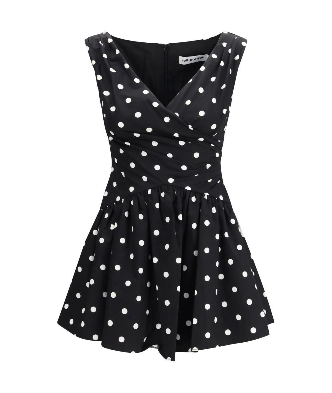 SELF-PORTRAIT Черное хлопковое повседневное платье, фото 1