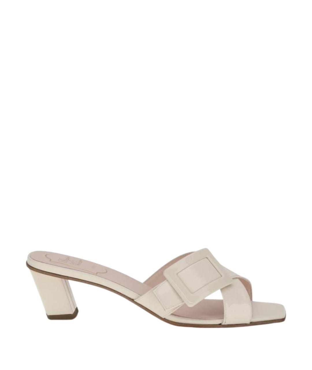 ROGER VIVIER Бежевые кожаные мюли, фото 1