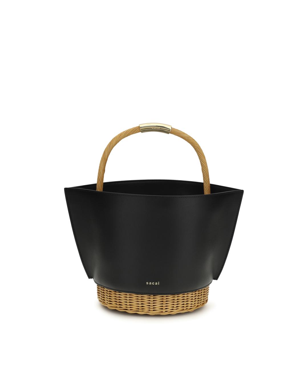 SACAI Черная кожаная сумка с короткими ручками, фото 1