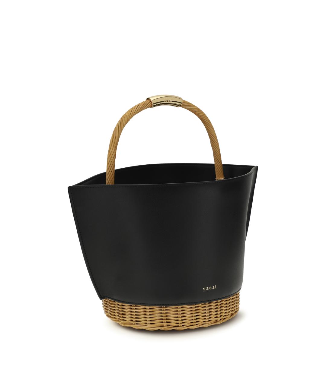 SACAI Черная кожаная сумка с короткими ручками, фото 2