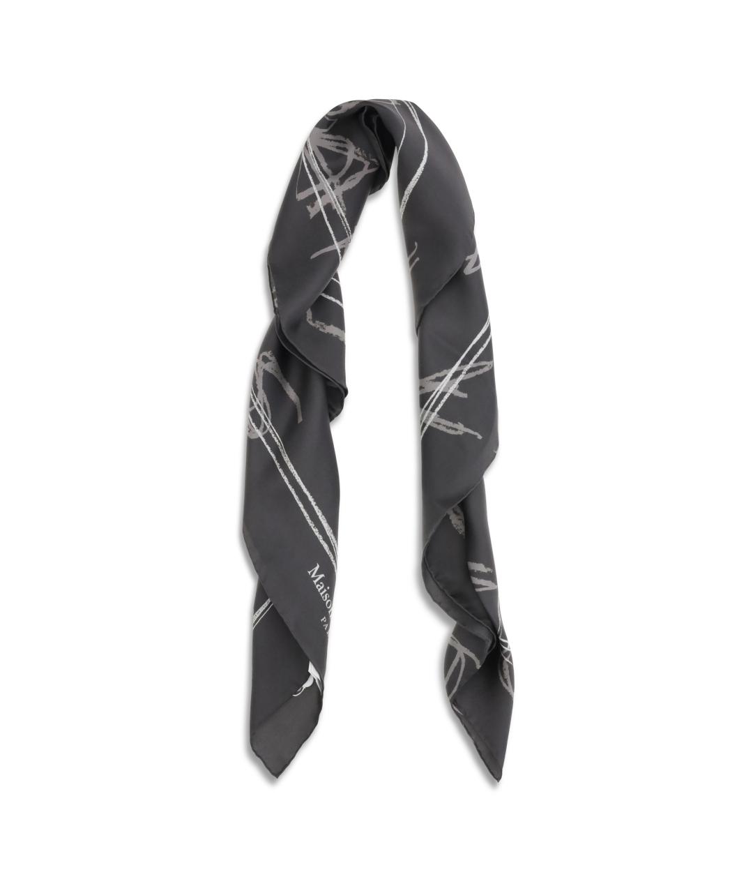 MAISON MARGIELA Серый шелковый шарф, фото 2