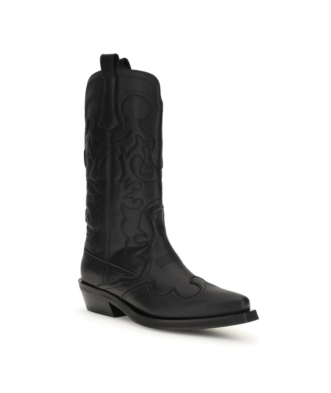 GANNI Черные кожаные сапоги, фото 2