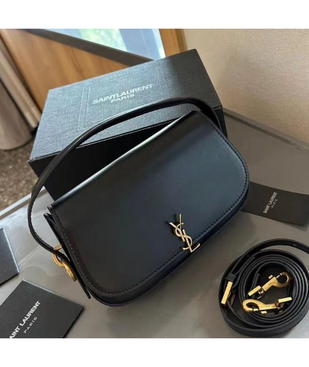 SAINT LAURENT Черная кожаная сумка через плечо, фото 3