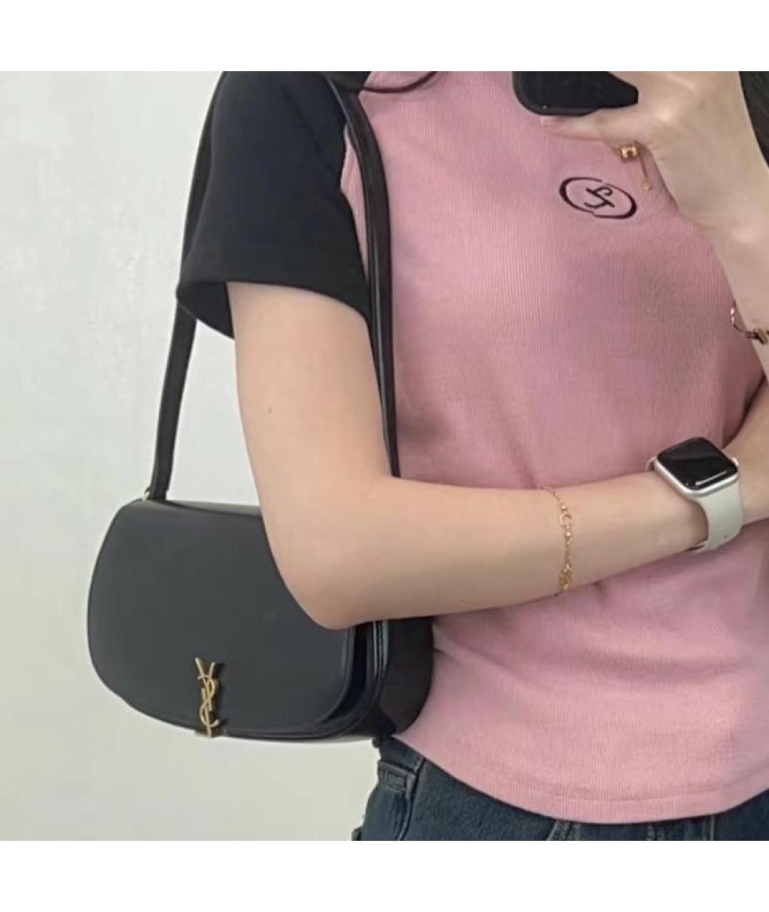 SAINT LAURENT Черная кожаная сумка через плечо, фото 4