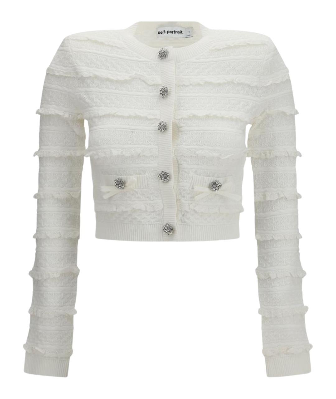 SELF-PORTRAIT Белый вискозный кардиган, фото 1
