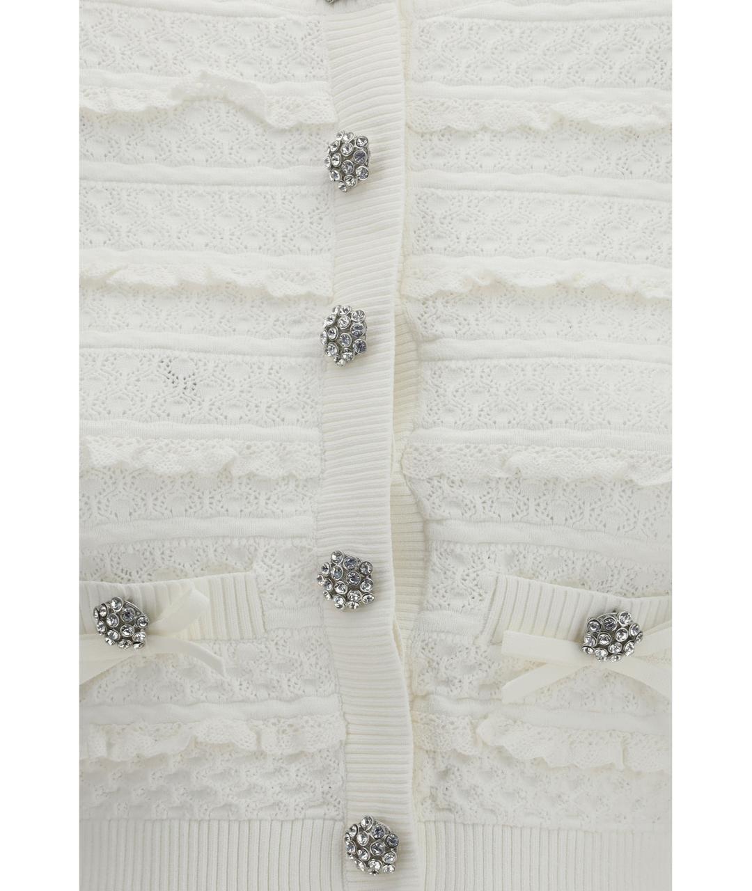 SELF-PORTRAIT Белый вискозный кардиган, фото 3