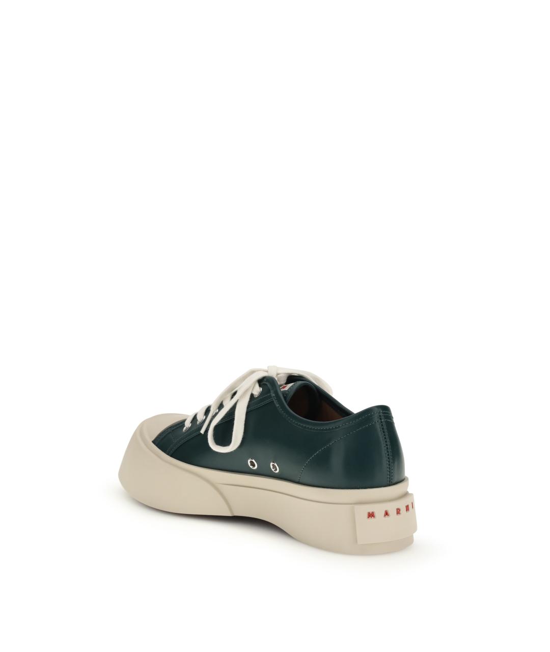 MARNI Зеленые кожаные низкие кроссовки / кеды, фото 3