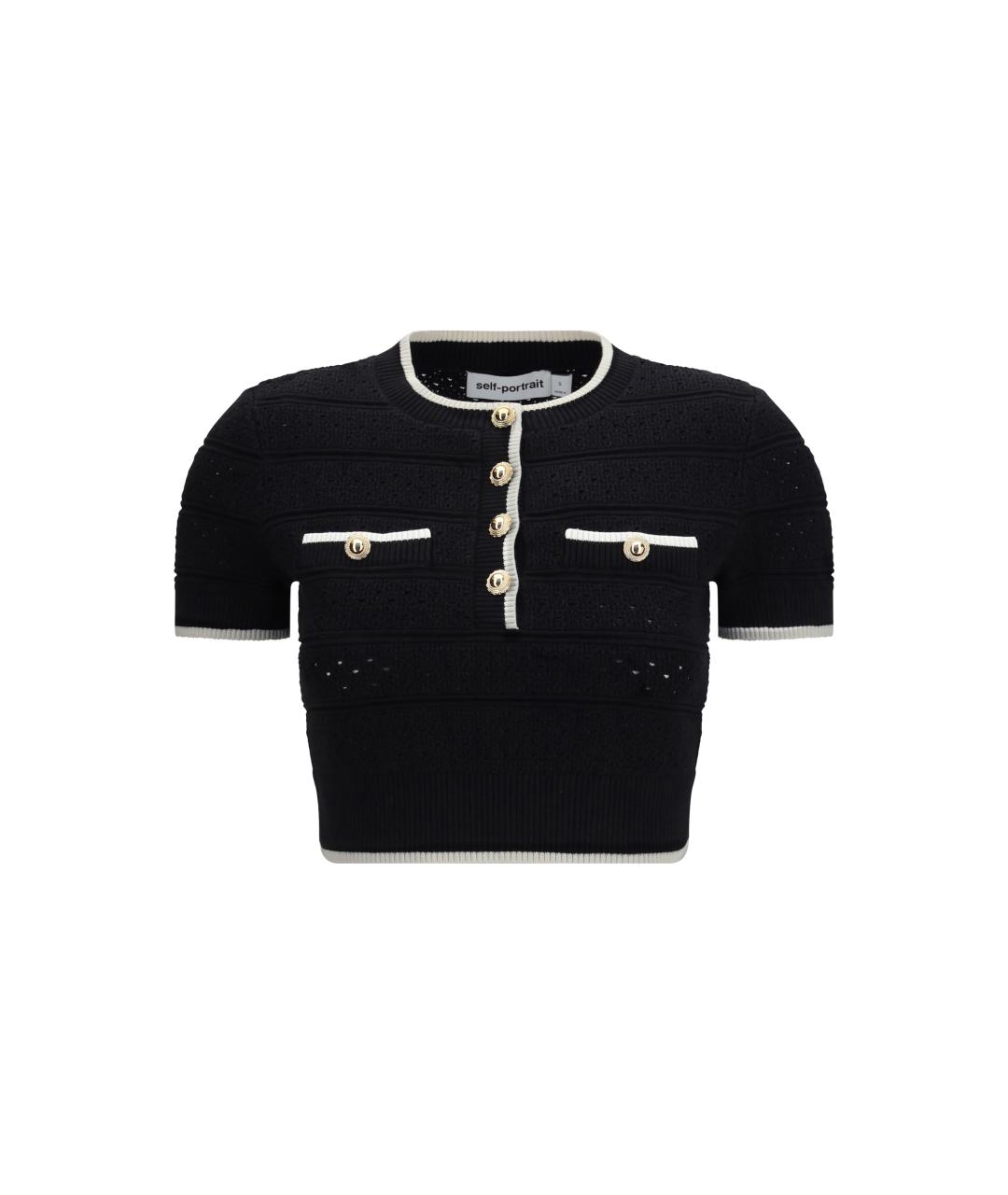 SELF-PORTRAIT Черный хлопковый джемпер / свитер, фото 1